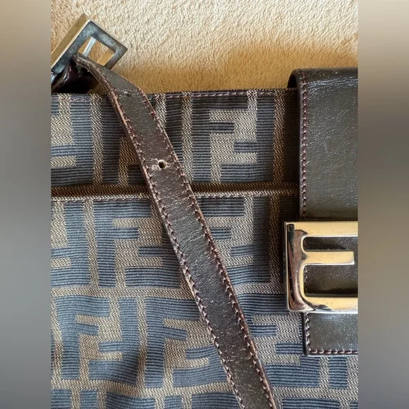 RARE VINTAGE FENDI handbag ๐ Fendi Zucchino hobo bag in brown GOOD CONDITION! - Picture 7 of 16